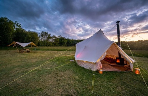 Honiton RV Rental | Bell Tent Sleeps 4 with Woodburner & Sauna · Blackdown Hills