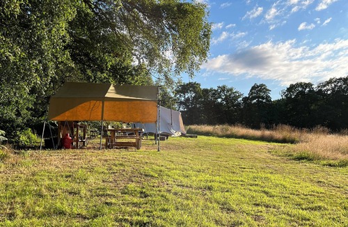 Cullompton RV Rental | Little bridge Camp. Secluded camping in 13 acres of magical meadow and woodland.