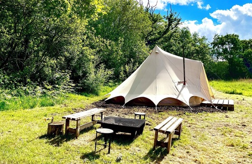Cullompton RV Rental | Little bridge Camp. Secluded camping in 13 acres of magical meadow and woodland.