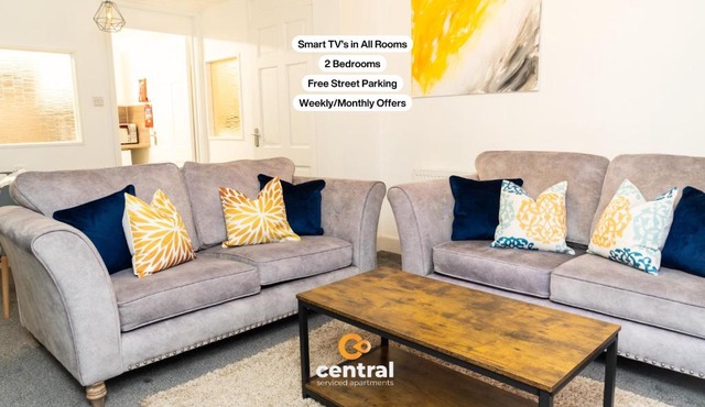 Kinnaird by CENTRAL SERVICED APARTMENTS - Smart TVs in All Rooms - WiFi - Free Parking - 2 Double Beds - Smart TVs in All Rooms - Spacious and Modern - Ideal Relocation or Contractor Accomodation